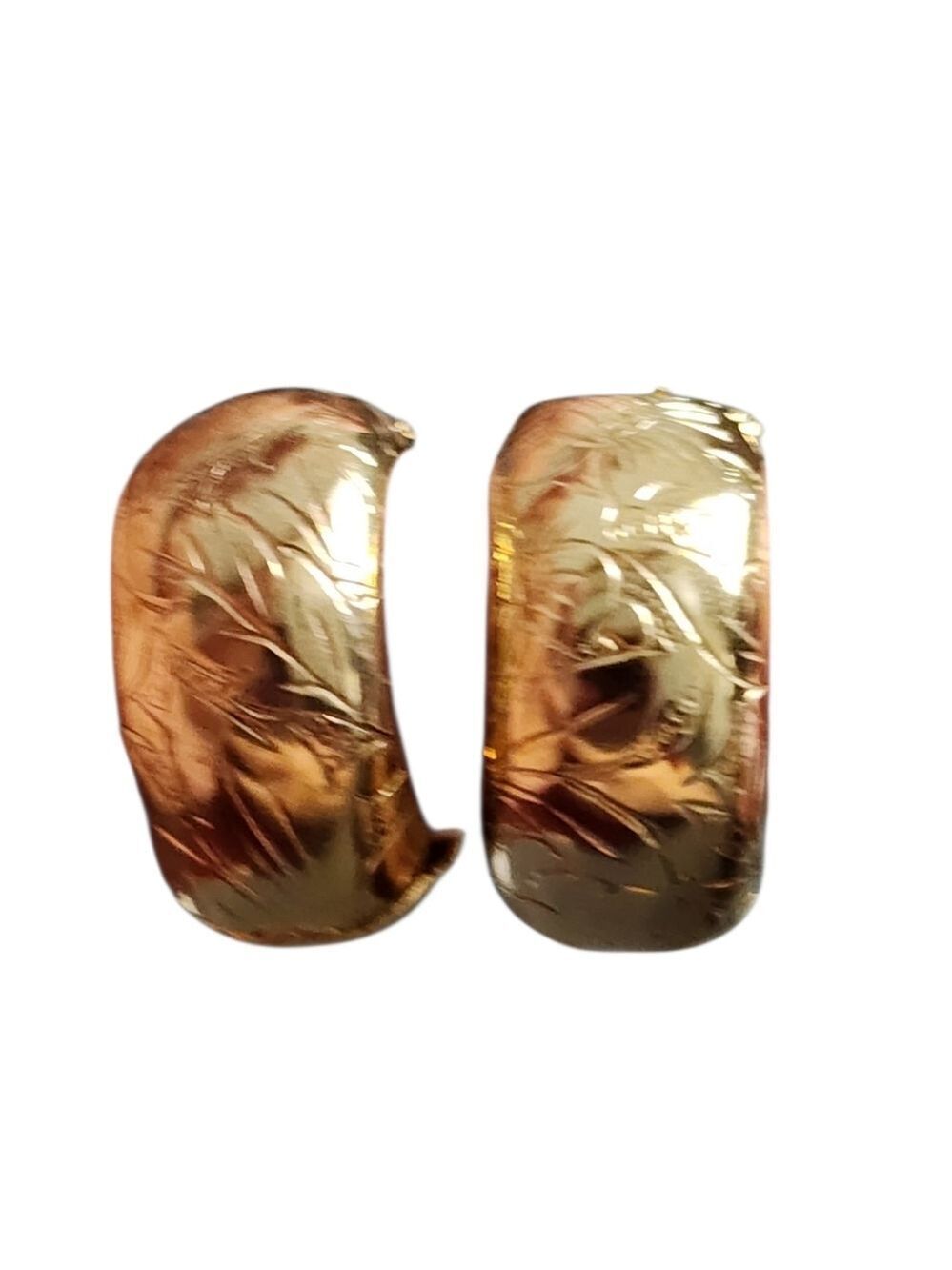 Gold-Tone Floral Engraved Clip-On Earrings